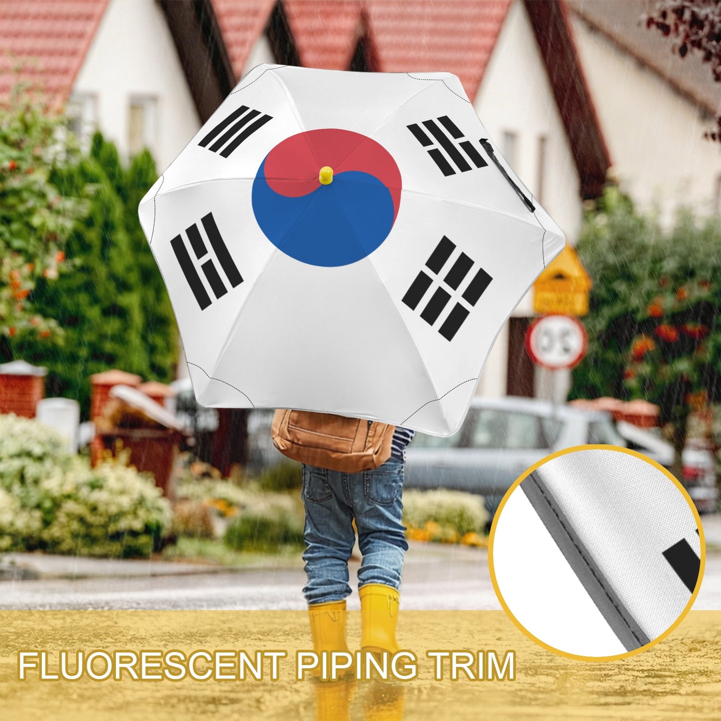 South Korea Flag Inspired Kids Safe Round Corner Umbrella