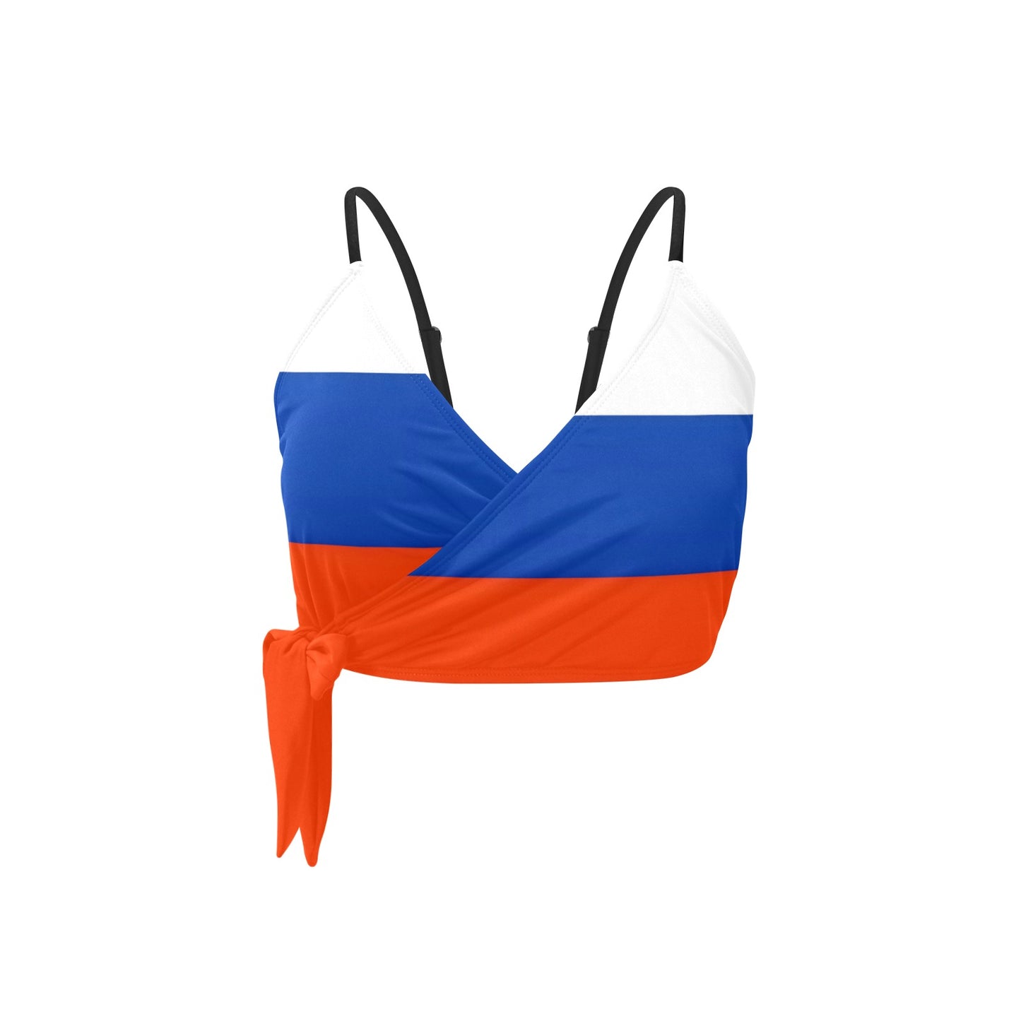 Russia Flag Inspired Knot Side Bikini Top