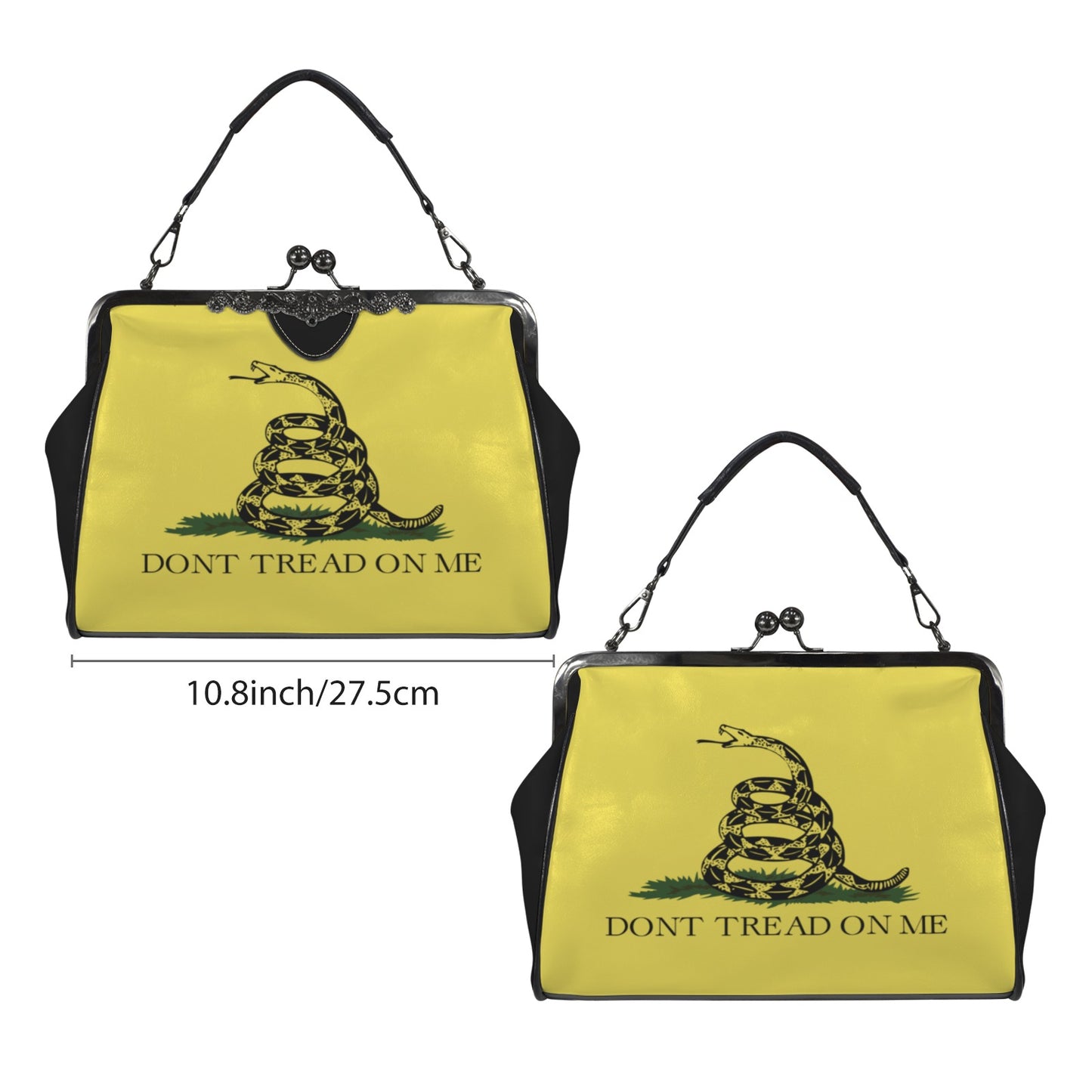 Gadsden Flag Inspired Kisslock Crossbody Shoulder Bag