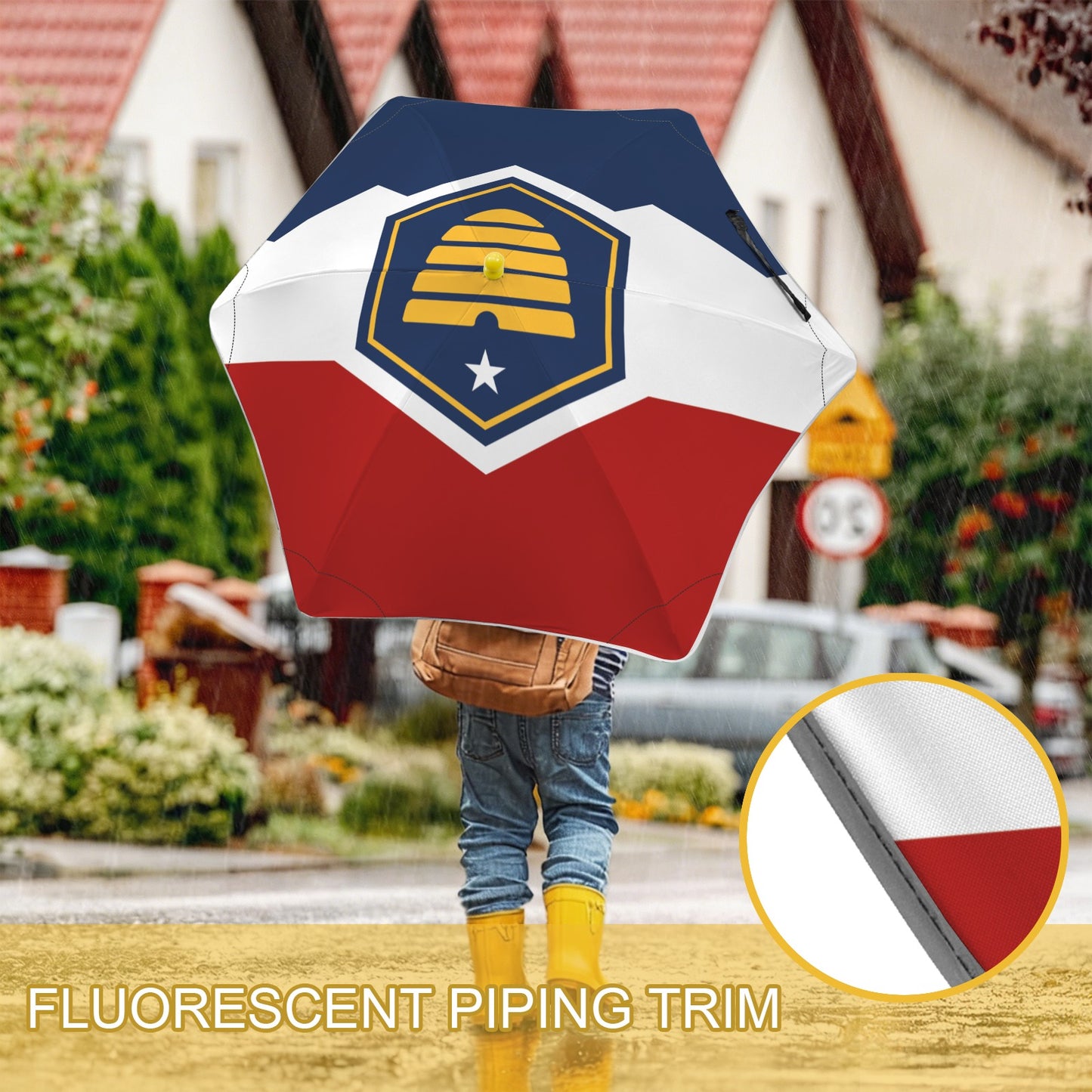 Utah Flag Inspired Kids Safe Round Corner Umbrella