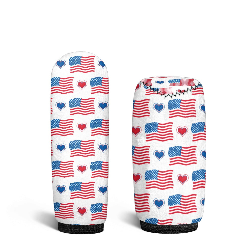 USA/American Flag Inspired Flag & Hearts Pattern Gear Lever Cover+Hand Brake Cover