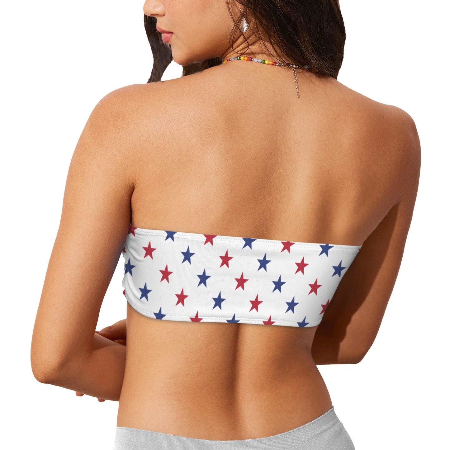 USA/American Flag Inspired Red and Blue Stars Flag Inspired Bandeau Tube Bikini Top