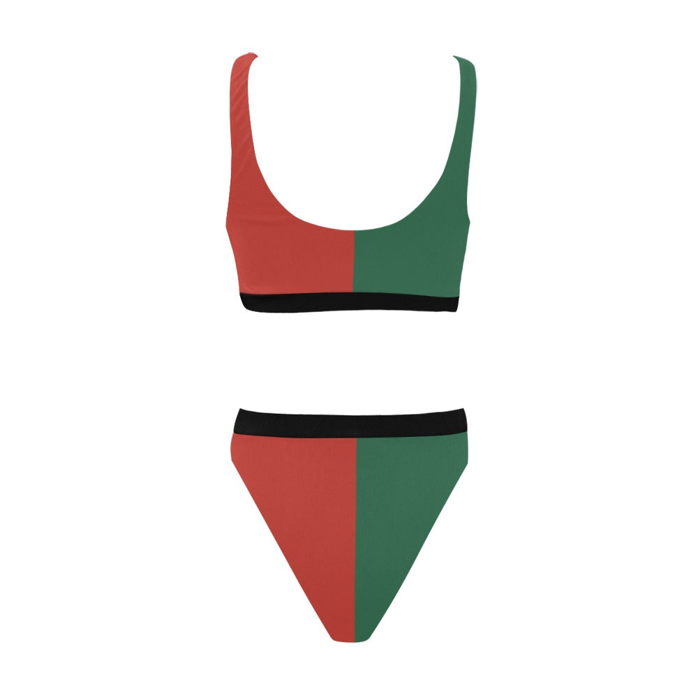Mexico Flag Inspired Sport Top & High-Waisted Bikini Swimsuit