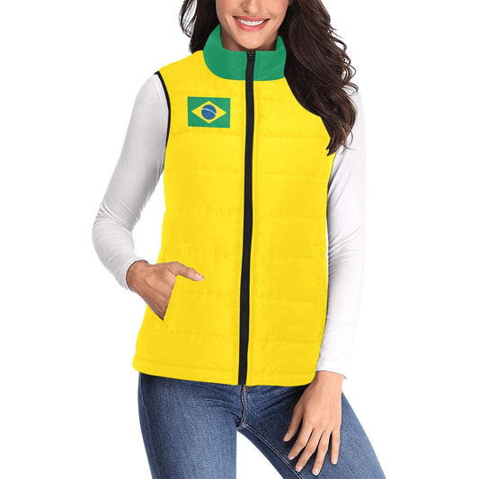 Brazil Flag Inspired Women's Padded Vest