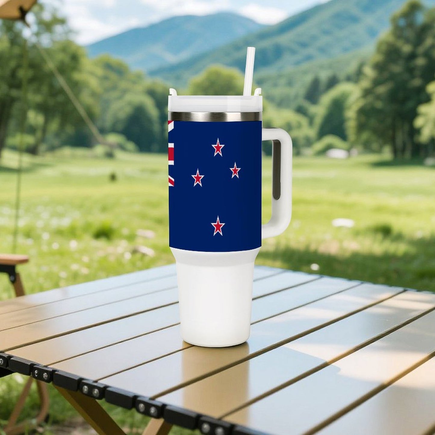 40 oz Stainless Steel Tumbler with New Zealand Flag Design - Made in USA