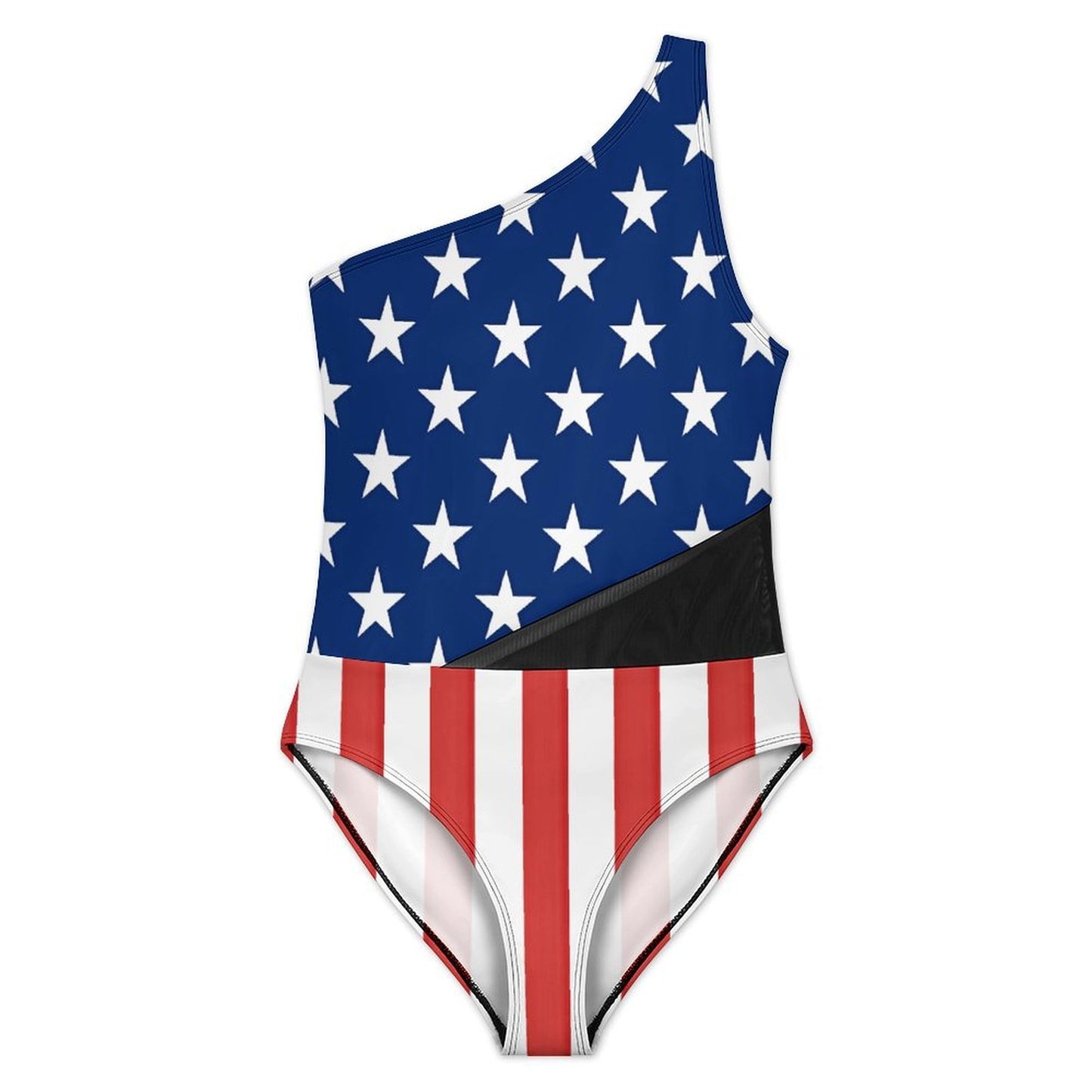 USA/American Flag Inspired style-2 Women’s One-Shoulder Mesh Swimsuit