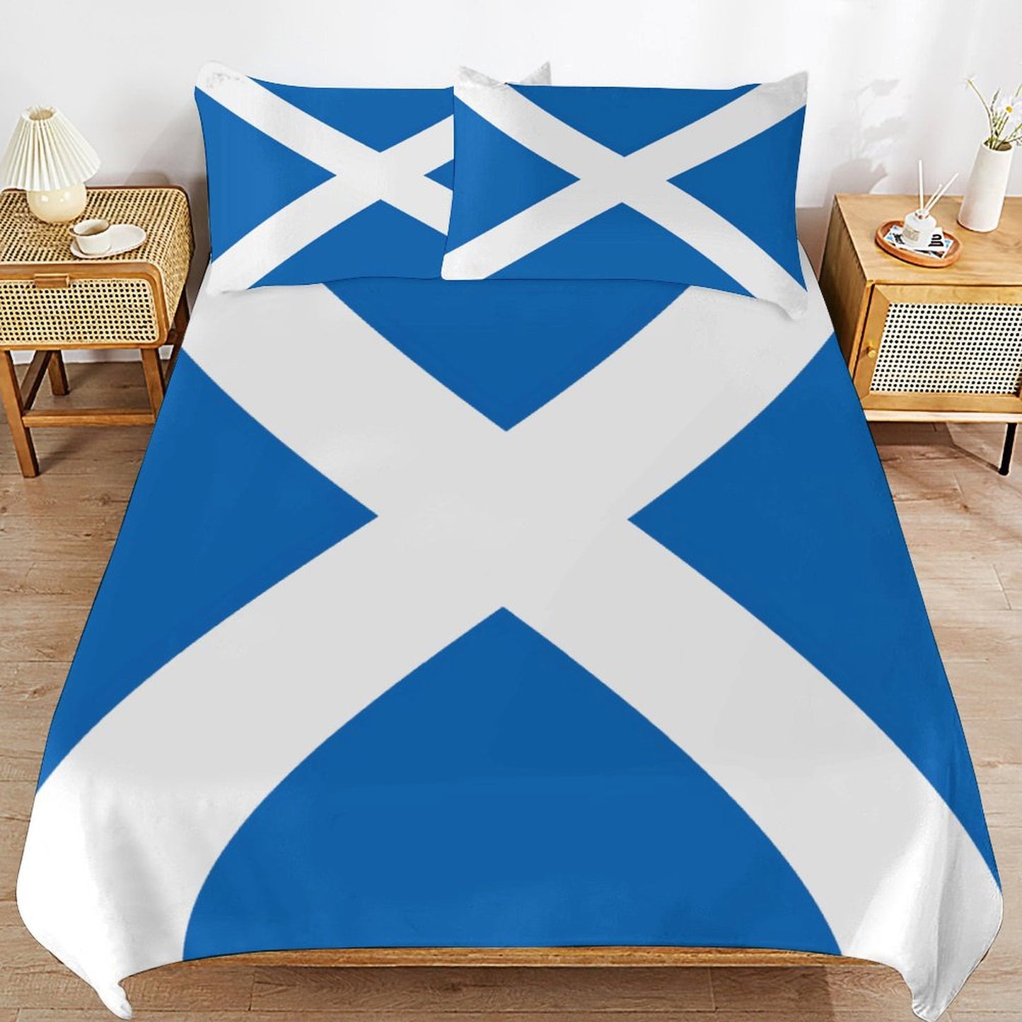 Scotland Flag Inspired 3-Piece Bedding Set (1 Duvet Cover + 2 Pillow Shams) – 102"×90"