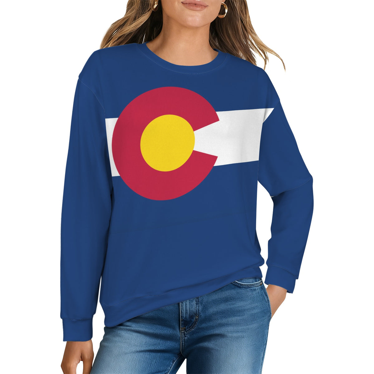 Colorado Flag Inspired Women's Crew Neck Sweater Printed in the USA
