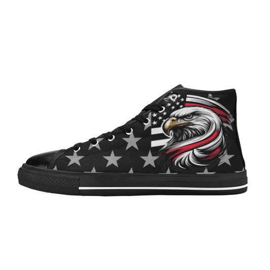 Thin Red Line Flag Inspired "SUPPORT OUR FIREFIGHTERS" Kid's High Top Canvas Shoes