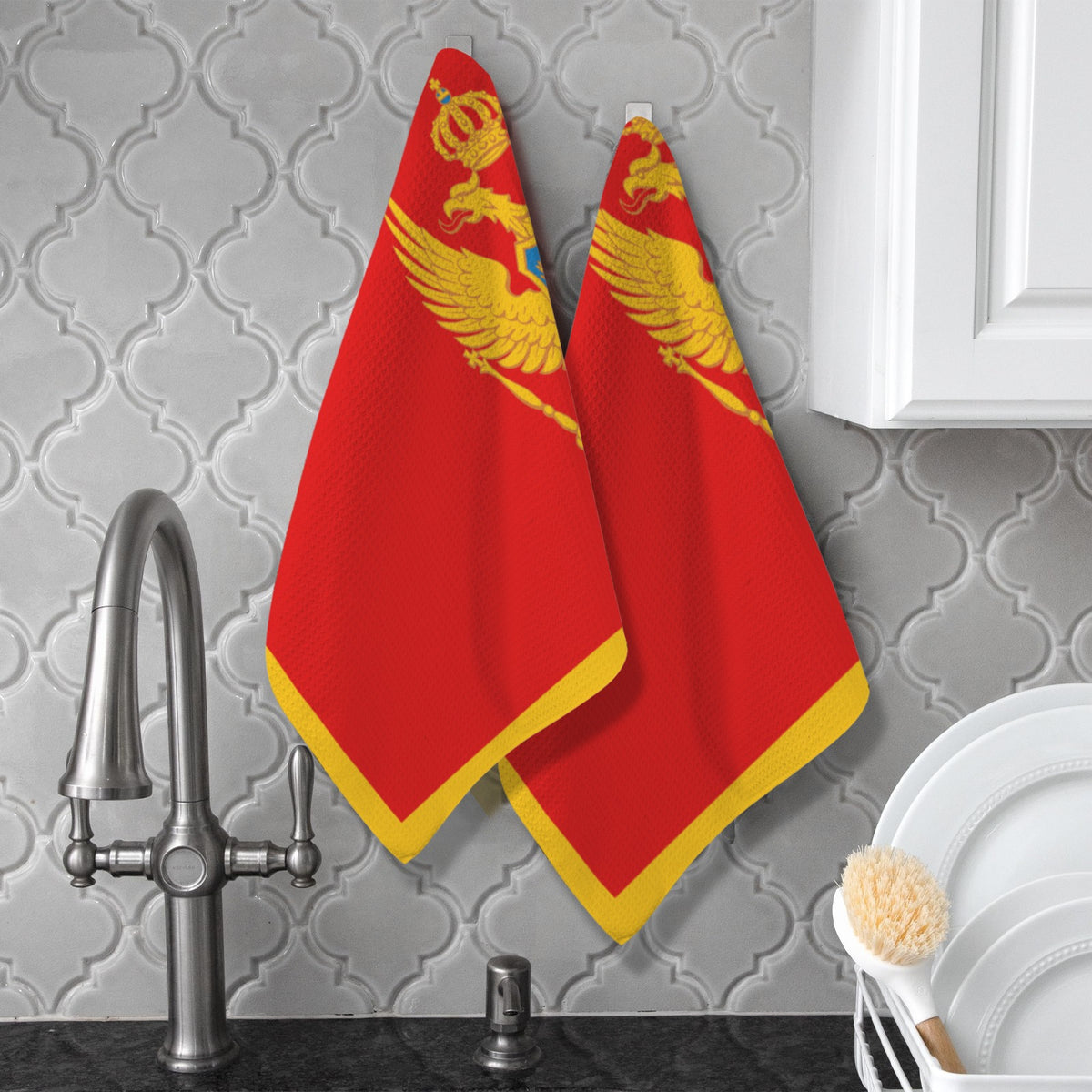 Montenegro Flag Inspired Kitchen Towel 40X60cm (Pack of 2) | Printed In the USA