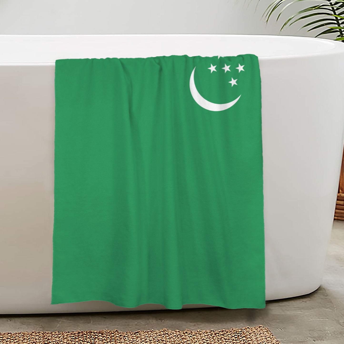 Turkmenistan Flag Inspired Custom Bath Towel 29"x58"(Made in USA)