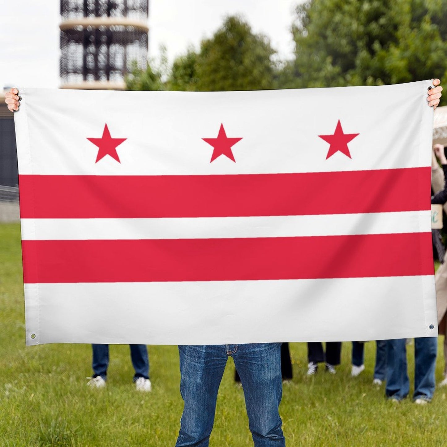 Washington DC Flag Inspired Wall Mount Flag with Four Grommets (35x59 in)