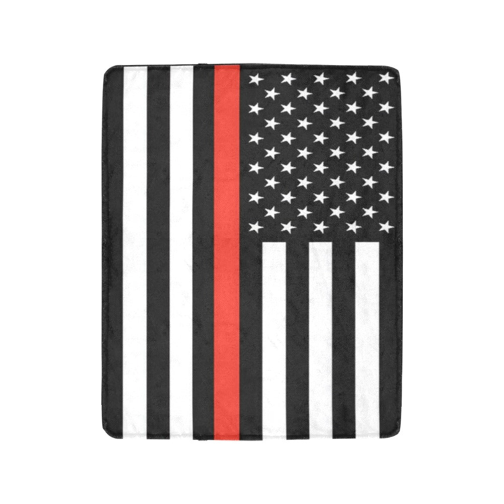 Black, white, red American flag blanket from Luv My Flag.