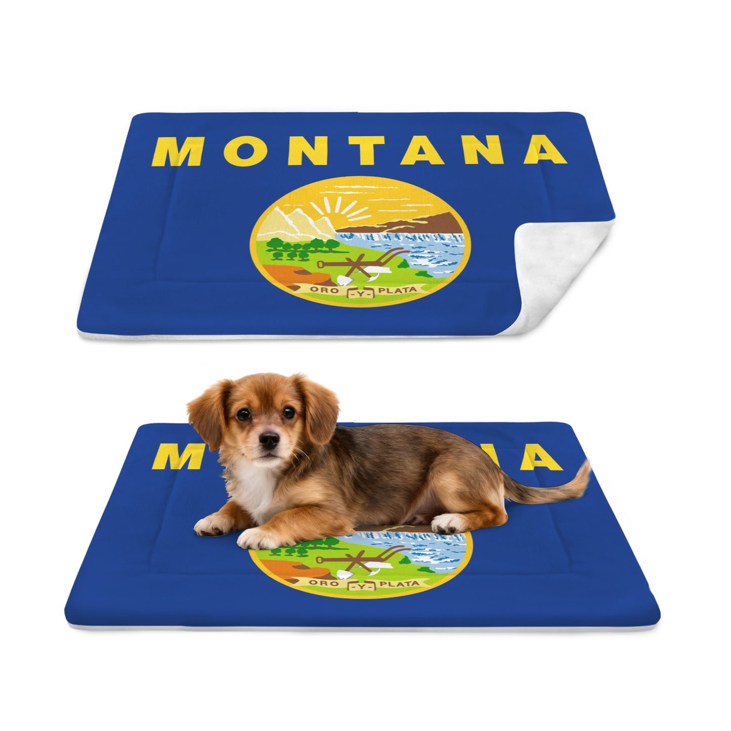 Montana Flag Inspired Pet Mat 25x18inch (Made in the USA)