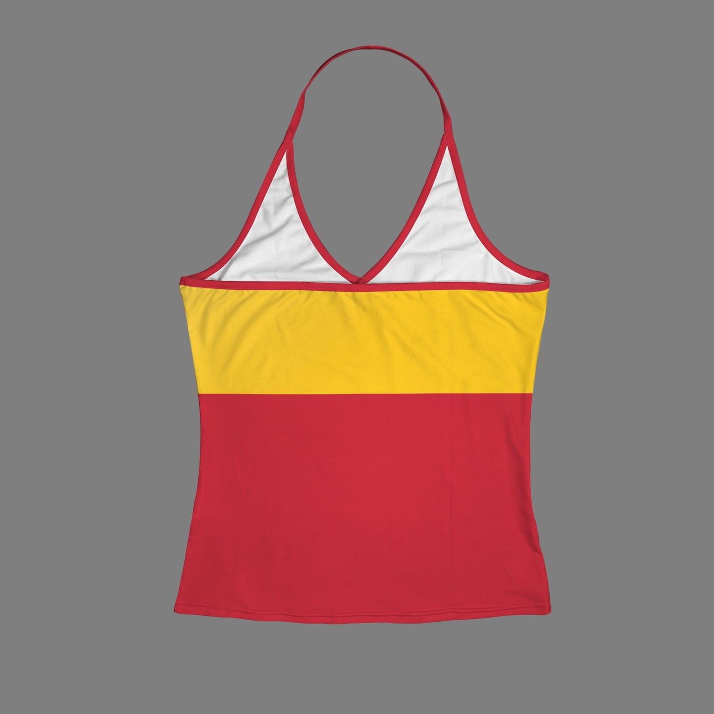 Spain Flag Inspired V-neck Halter Open Back Tank Top