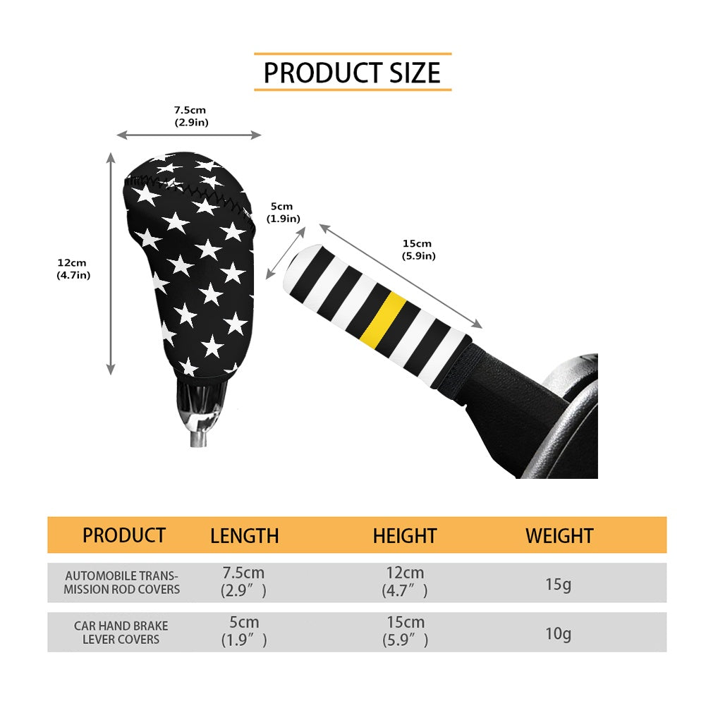 Thin Gold Line Flag Inspired Gear Lever Cover+Hand Brake Cover