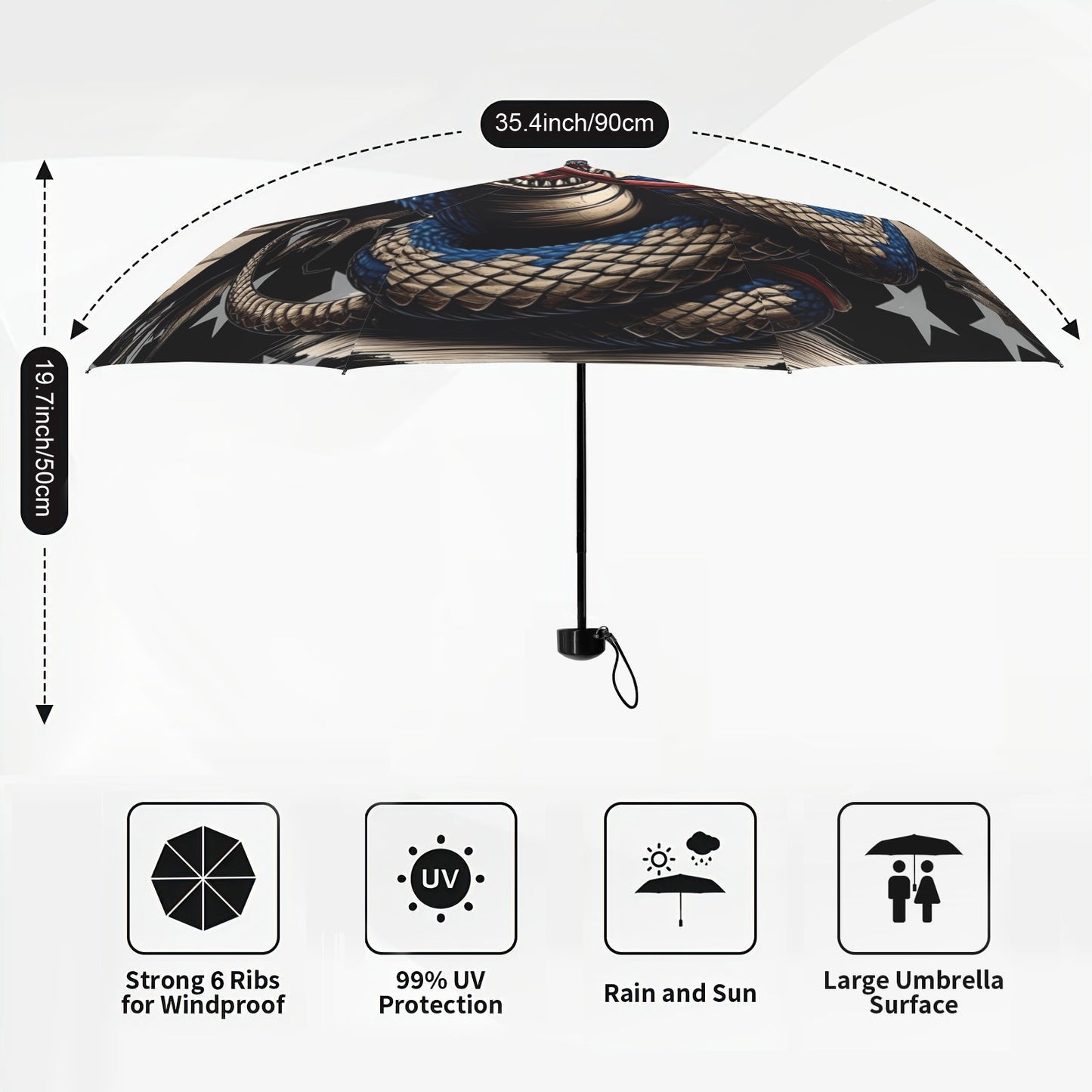 Thin Blue Line Flag Inspired Snake Mini Compact Umbrella