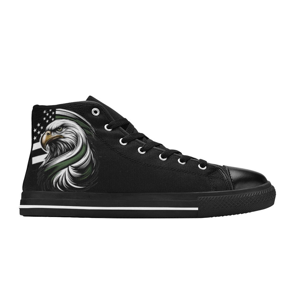 Thin Green Line Eagle Mens High Top Canvas Shoes