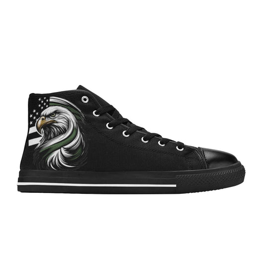 Thin Green Line Eagle Mens High Top Canvas Shoes