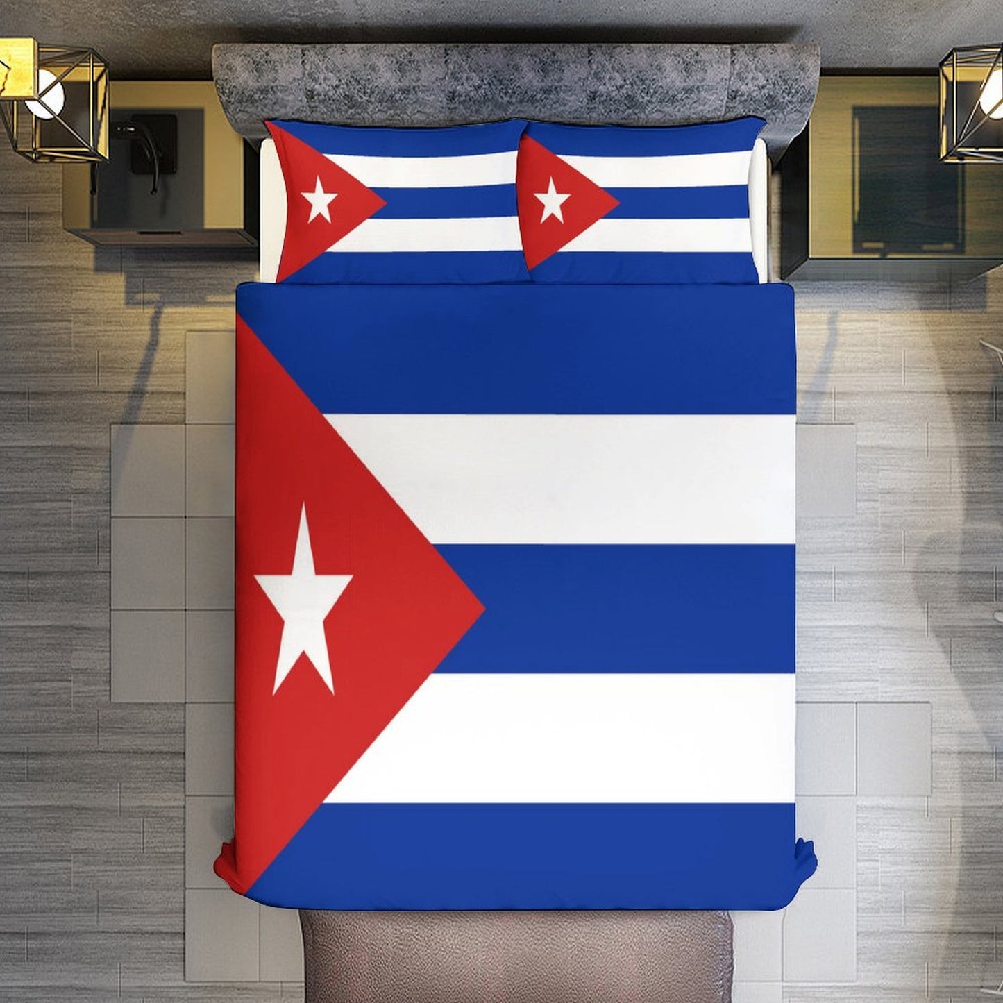 Cuba Flag Inspired 3-Piece Bedding Set (1 Duvet Cover + 2 Pillow Shams) – 102"×90"