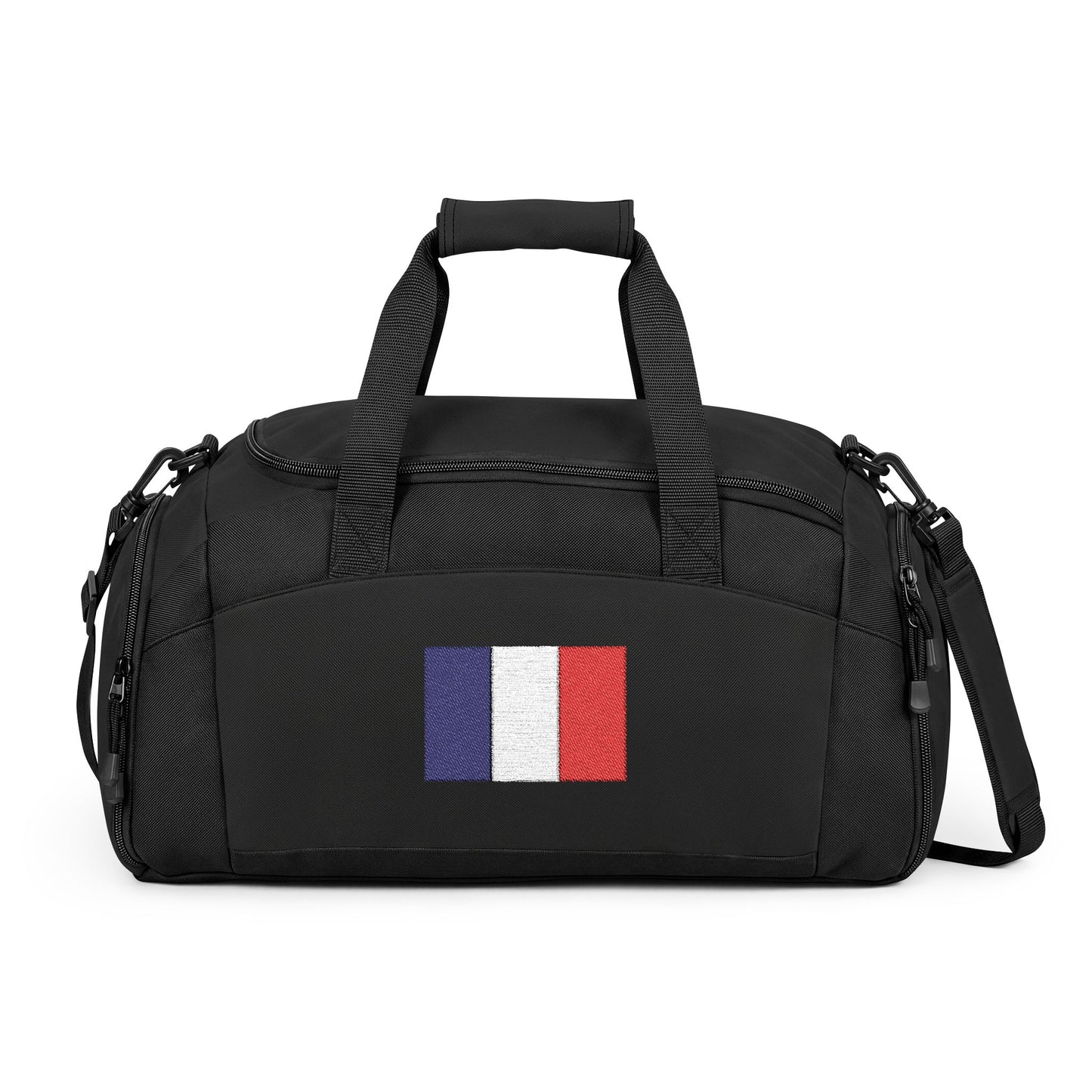 France Flag Gym Bag — Black Duffle with Embroidered France Flag