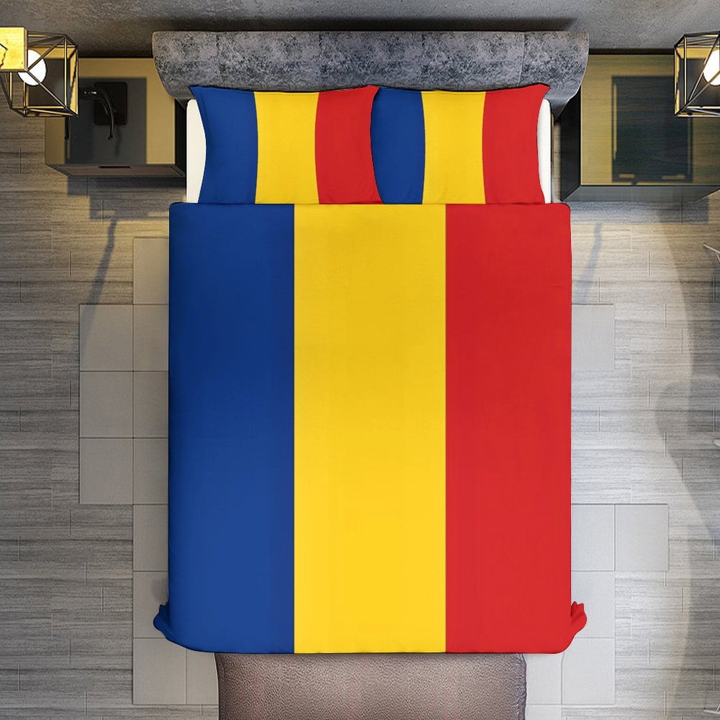Romania Flag Inspired 3-Piece Bedding Set (1 Duvet Cover + 2 Pillow Shams) – 102"×90"