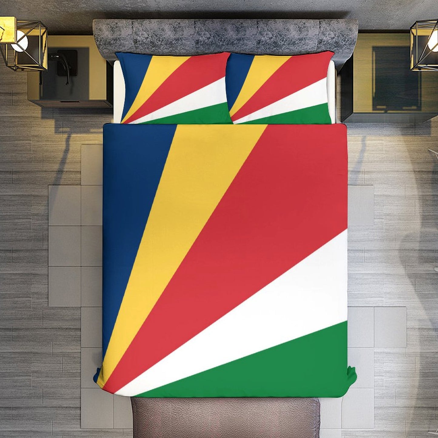 Seychelles Flag Inspired 3-Piece Bedding Set (1 Duvet Cover + 2 Pillow Shams) – 102"×90"