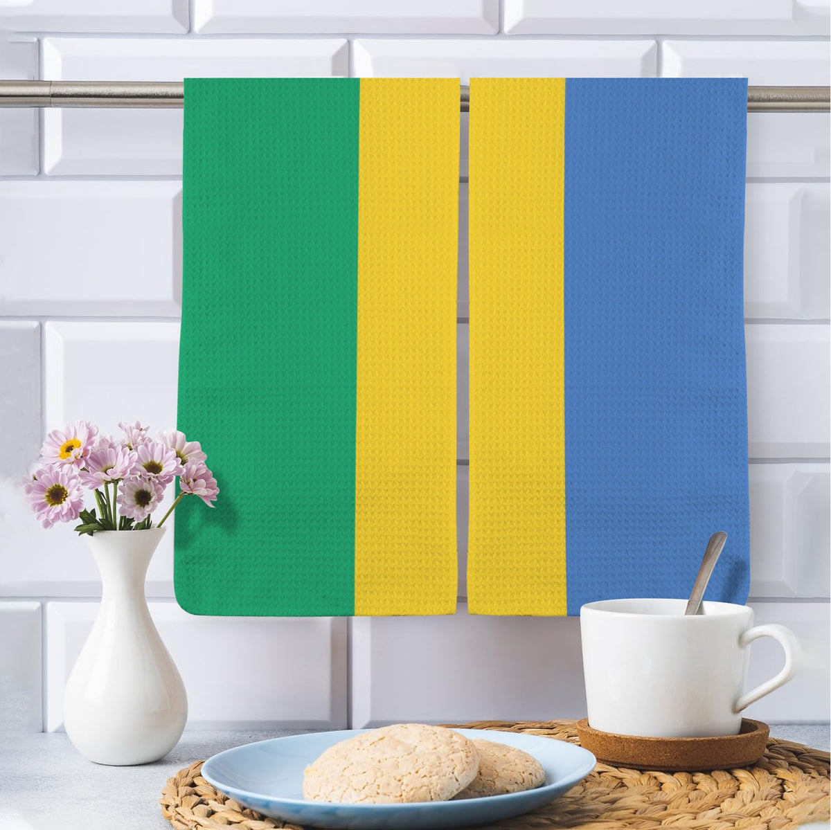 Gabon Flag Inspired Kitchen Towel 40X60cm (Pack of 2) | Printed In the USA