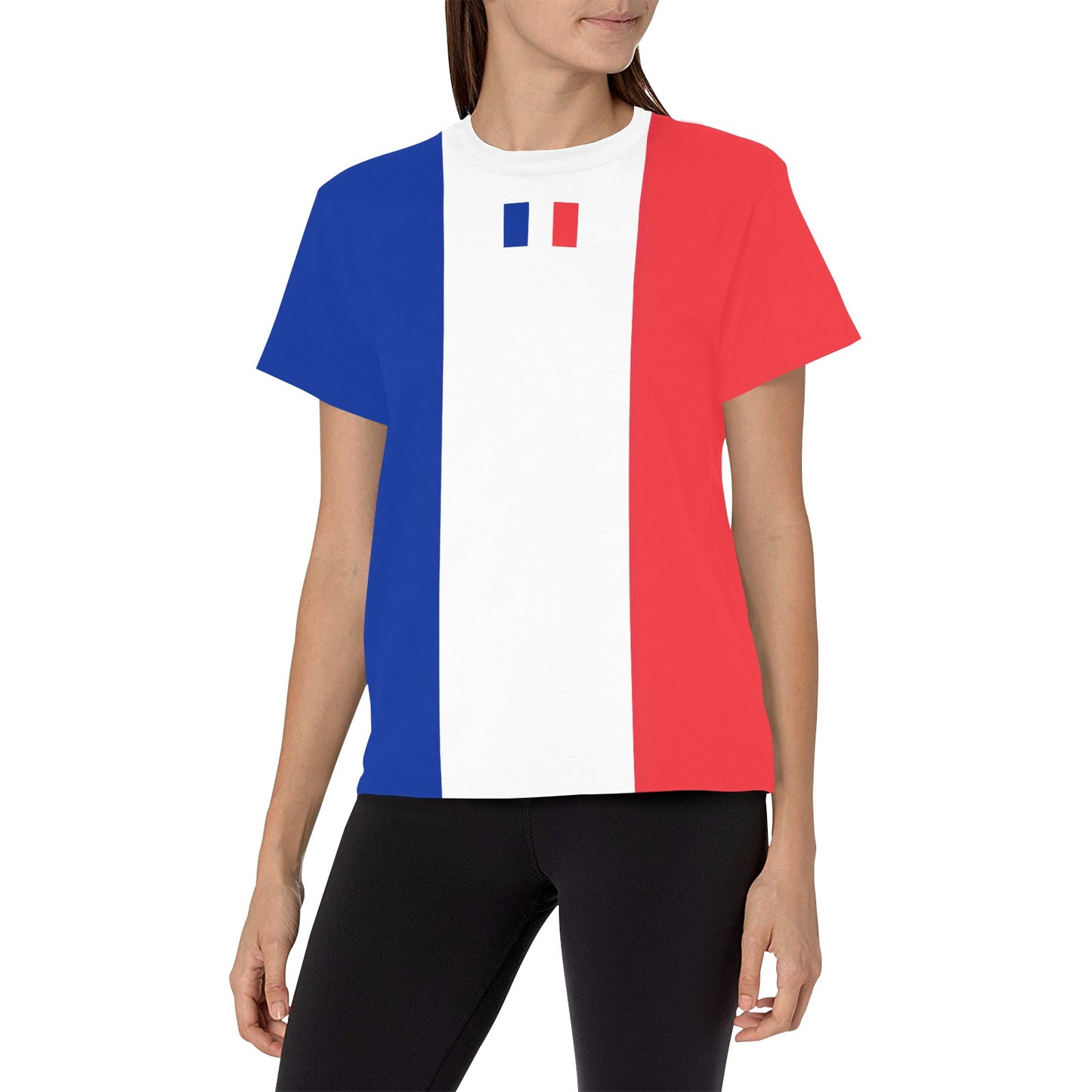 France Flag Inspired Women's All Over Print Crew Neck T-Shirt(T40-2)(Made in Queens)