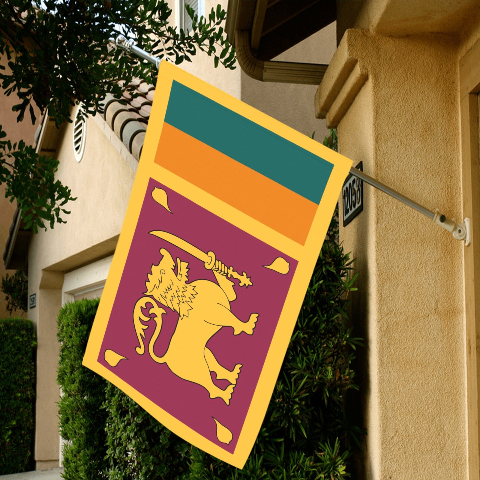 [Luv My Flag] Sri Lanka flag hanging outside a house.