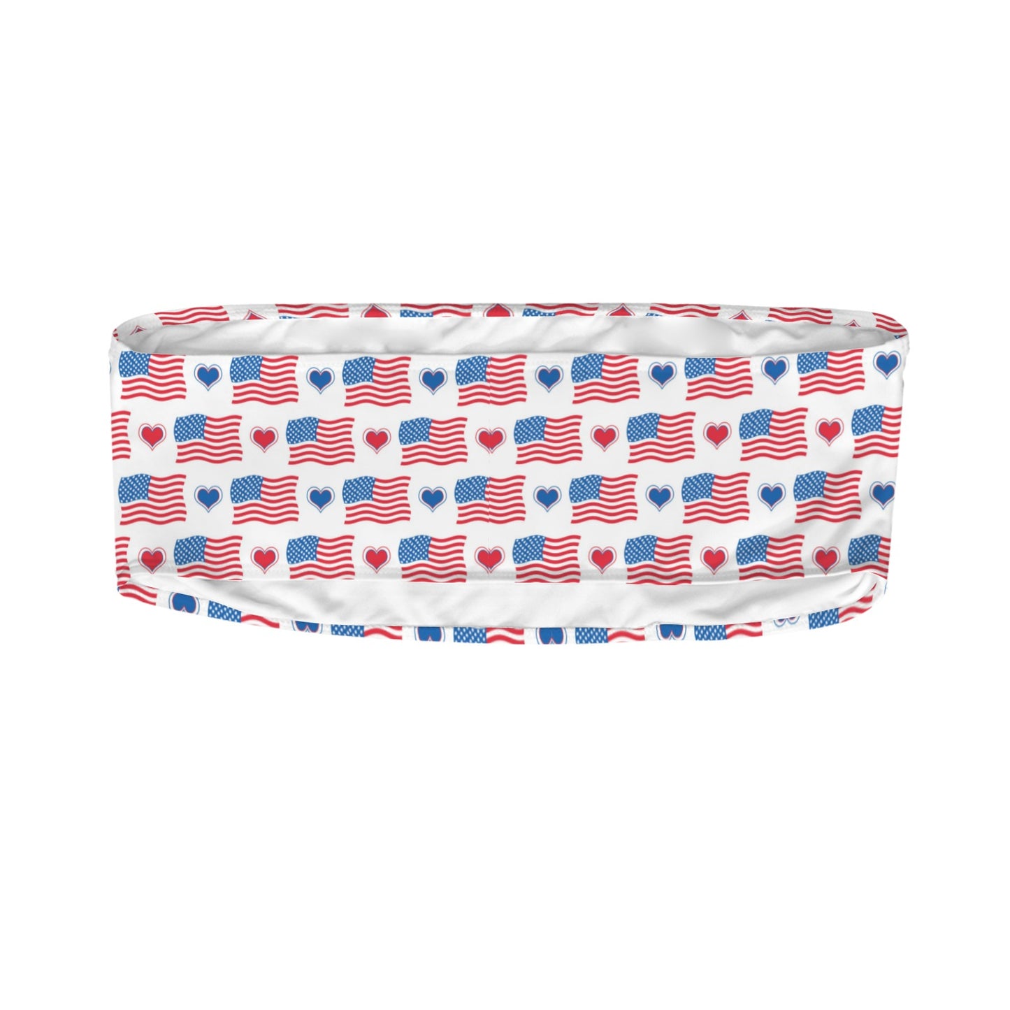 USA/American Flag Inspired Flag and Hearts Pattern Flag Inspired Bandeau Tube Bikini Top
