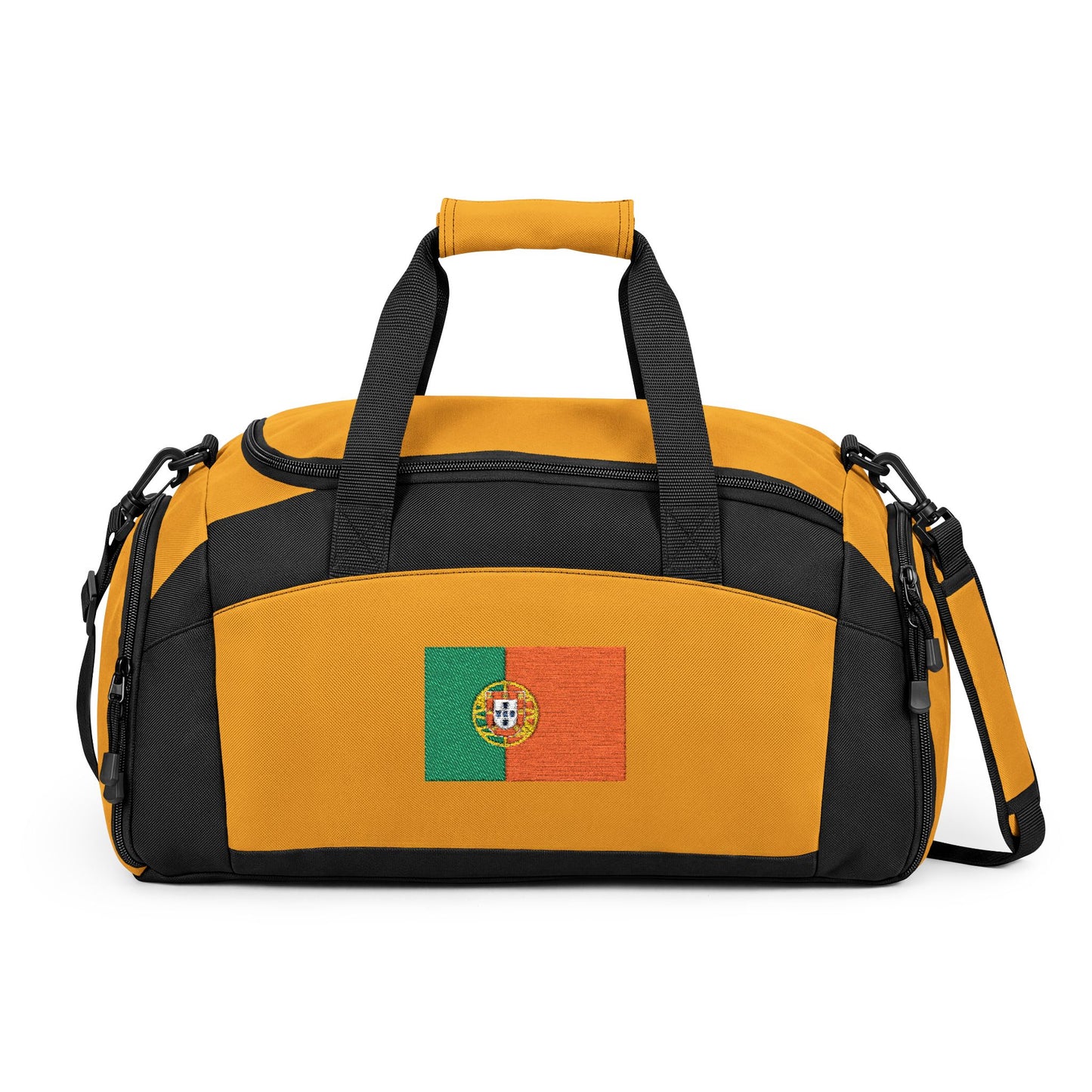 Portugal Flag Gym Bag — Black Duffle with Embroidered Portugal Flag