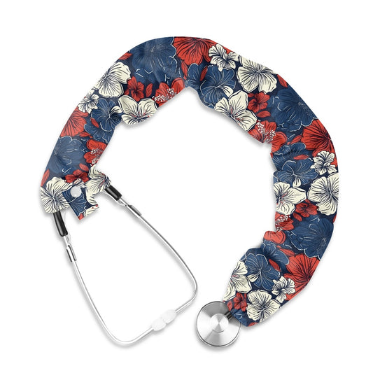 USA/American Flag Inspired Hawaiian Floral Pattern Stethoscope Protective Cover