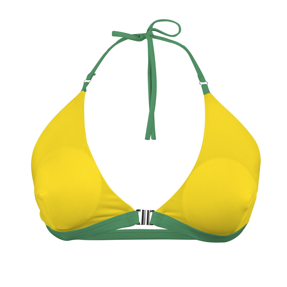 Brazil Flag Inspired Colors Front Buckle Triangle Bikini Top