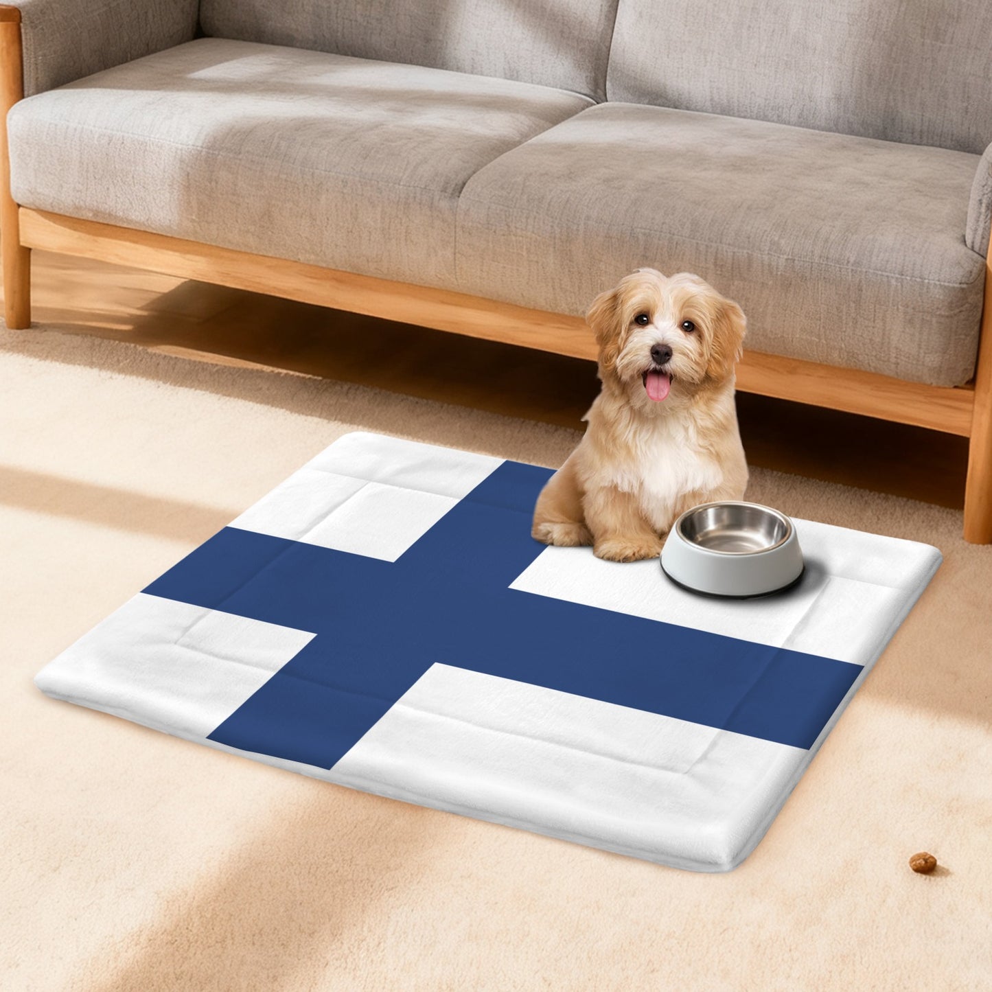 Finland Flag Inspired Pet Mat 25x18inch (Made in the USA)