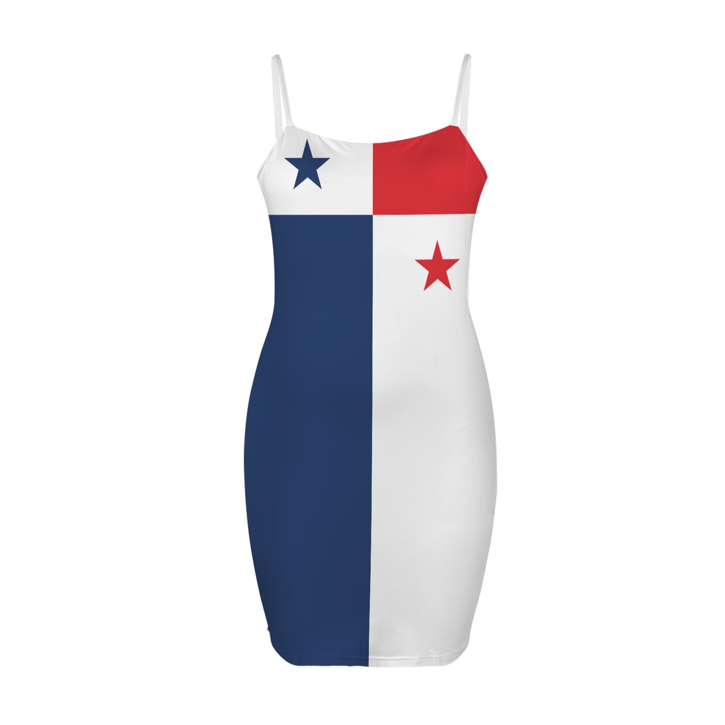 Panama Flag Inspired Backless Spaghetti Strap Bodycon Dress