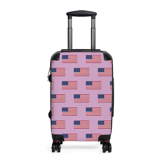 USA/American Flag Inspired Pattern Suitcase on Pink