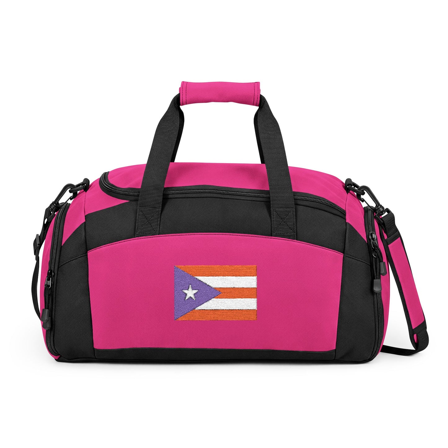 Puerto Rico Flag Gym Bag — Black Duffle with Embroidered Puerto Rico Flag