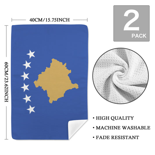 Kosovo Flag Inspired Kitchen Towel 40X60cm (Pack of 2) | Printed In the USA