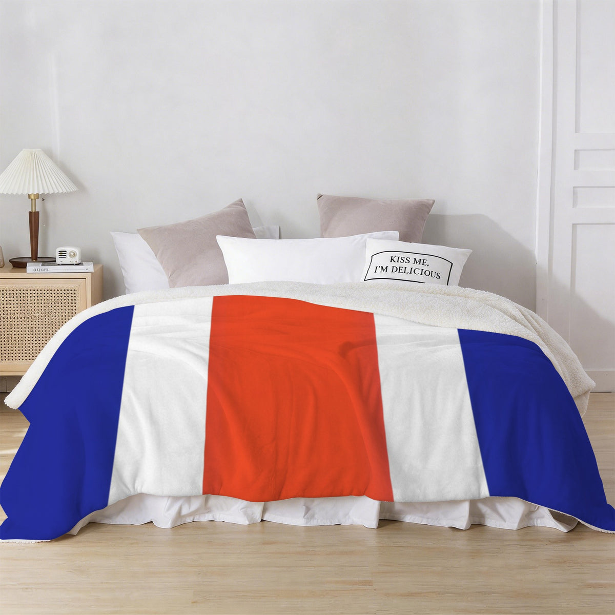 Costa Rica Flag Inspired Sherpa Fleece Blanket 90" x 108" | Prtinted in the USA