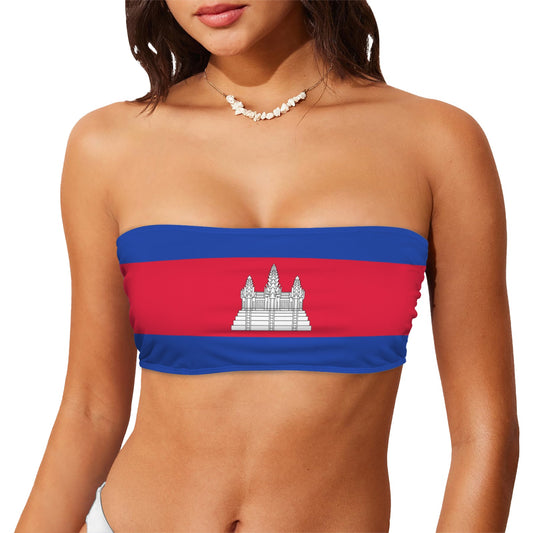 Cambodia Flag Inspired Bandeau Tube Bikini Top