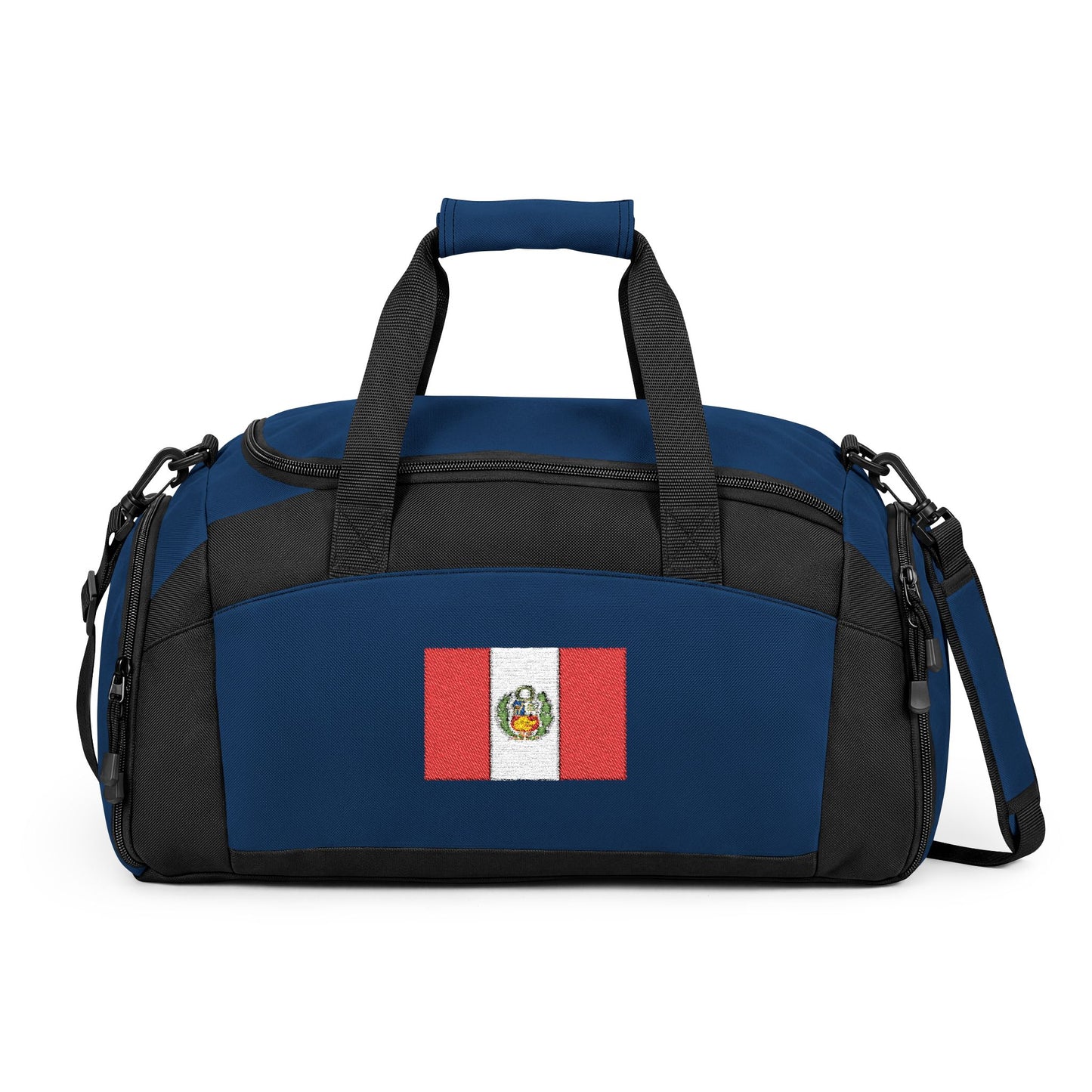Peru Flag Gym Bag — Black Duffle with Embroidered Peru Flag