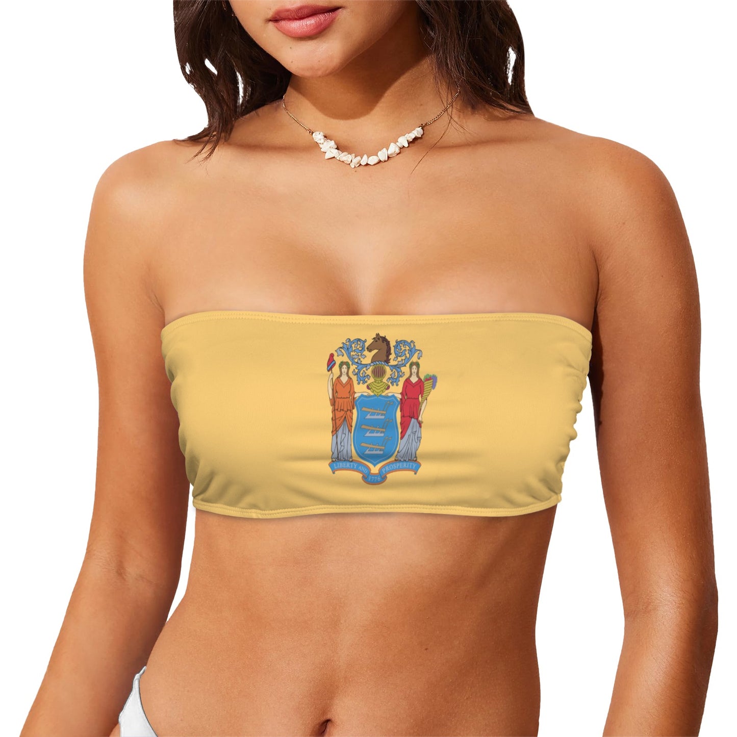 New Jersey Flag Inspired Bandeau Tube Bikini Top