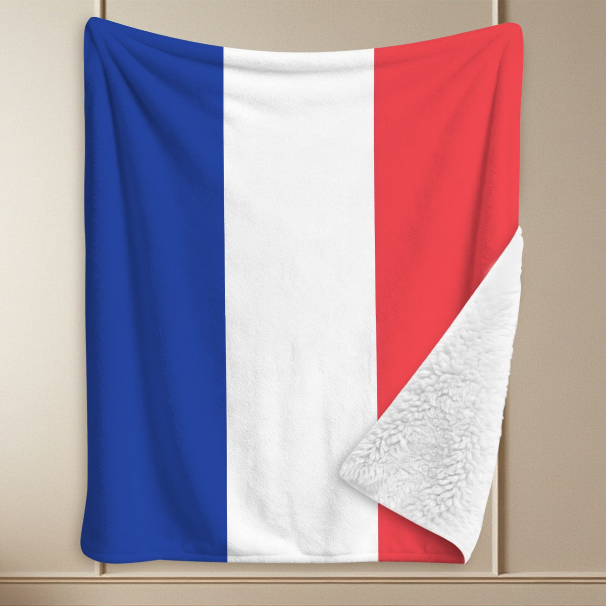 France Flag Inspired Sherpa Fleece Blanket 90" x 108" | Prtinted in the USA