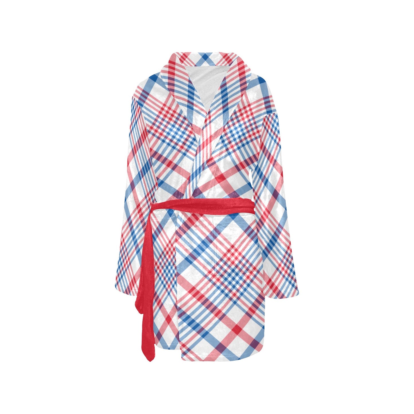 USA/American Flag Inspired Plaid Pattern Women's Fleece Robe