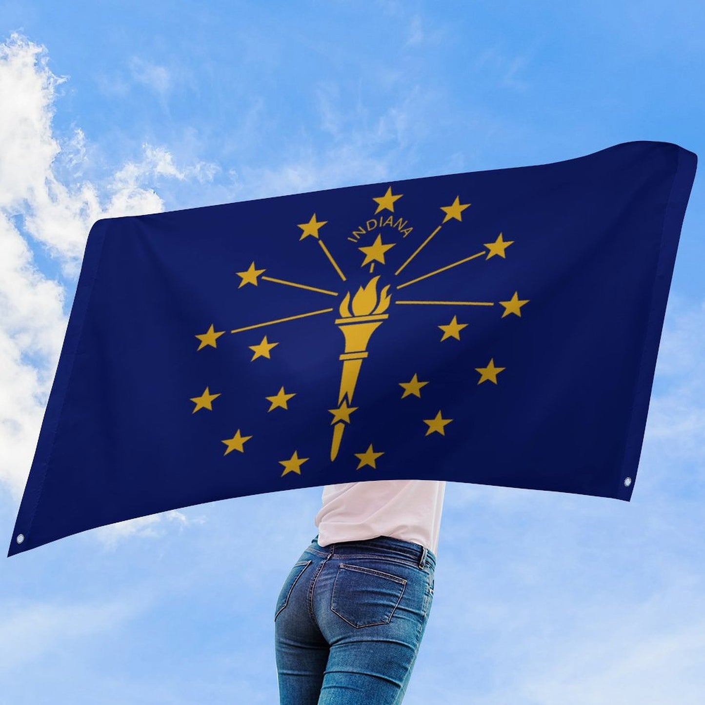 Indiana Flag Inspired Wall Mount Flag with Four Grommets (35x59 in)