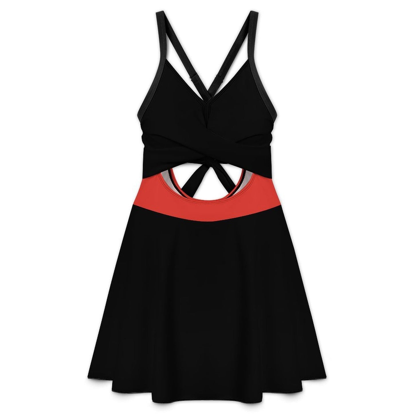 Thin Red Line Flag Inspired Style-2 Women's V-neck One-piece Swimsuit with Cutout