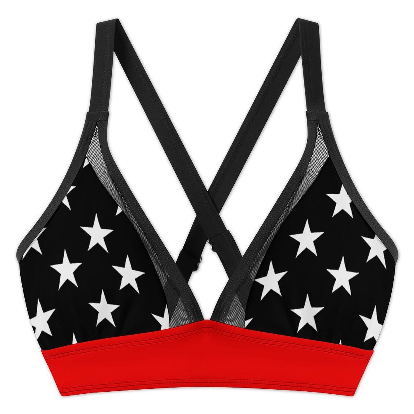 Thin Red Line Flag Inspired Style-2 Women's Mesh Drawstring Skirt and Swimsuit Set