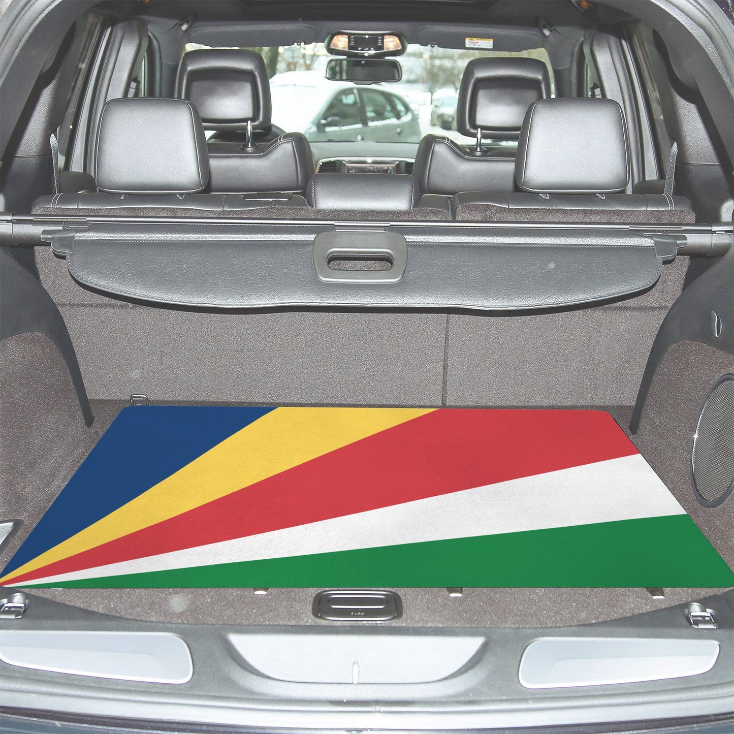 Seychelles Flag Inspired Car Trunk Mat 100 × 75 cm / 39.4 × 30 in Printed in the USA