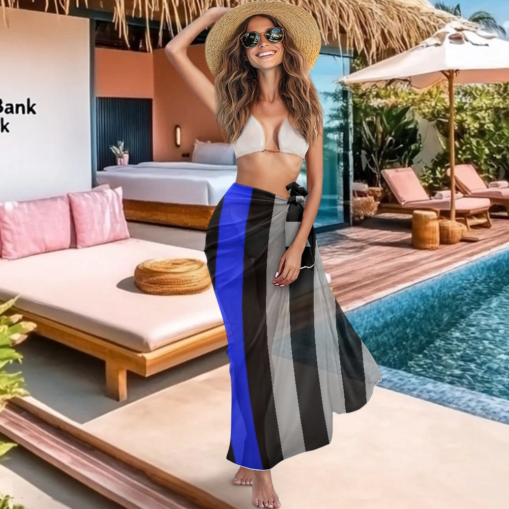 Thin Blue Line Flag Inspired (subdued) Bikini Cover-Up
